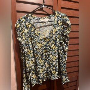 NWOT Loft floral long sleeve blouse